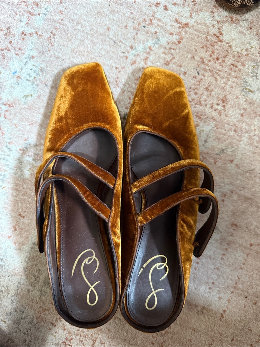 Sam Edelman Amber Velvet Double-Strap Square-Toe Flats